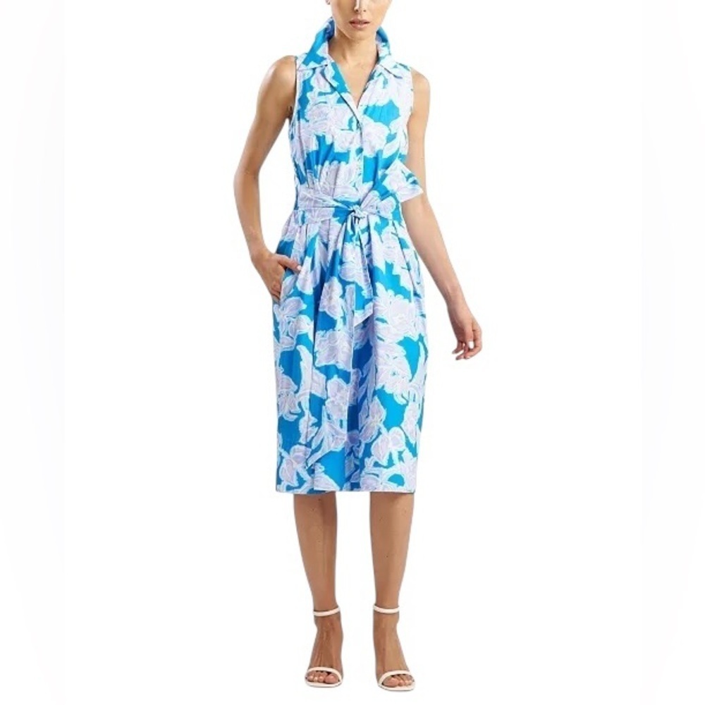 Natori Cotton Floral Print Shirt Dress Size Large NWT